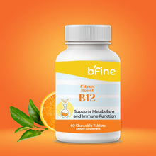 Load image into Gallery viewer, Citrus Boost B12 | Natural Energy & Immune Support 500mcg Vitamin B12 + 30mg Vitamin C | 90 Chewable Citrus Tablets