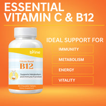 Load image into Gallery viewer, Citrus Boost B12 | Natural Energy & Immune Support 500mcg Vitamin B12 + 30mg Vitamin C | 90 Chewable Citrus Tablets