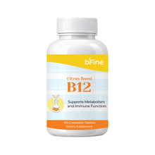 Load image into Gallery viewer, Citrus Boost B12 | Natural Energy &amp; Immune Support 500mcg Vitamin B12 + 30mg Vitamin C | 90 Chewable Citrus Tablets
